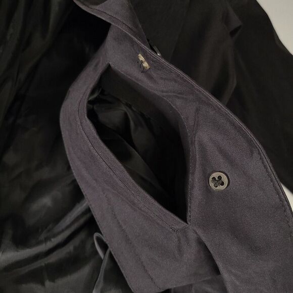 London Fog Woman's Black Over Sized Trench Coat Small Petite Hidden Buttons Fall - Picture 11 of 16